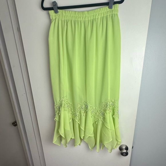 Vintage Y2K Grunge Fairy Embroidered Rhinestone Trim Asymmetrical Hem Skirt M-L - Picture 2 of 16